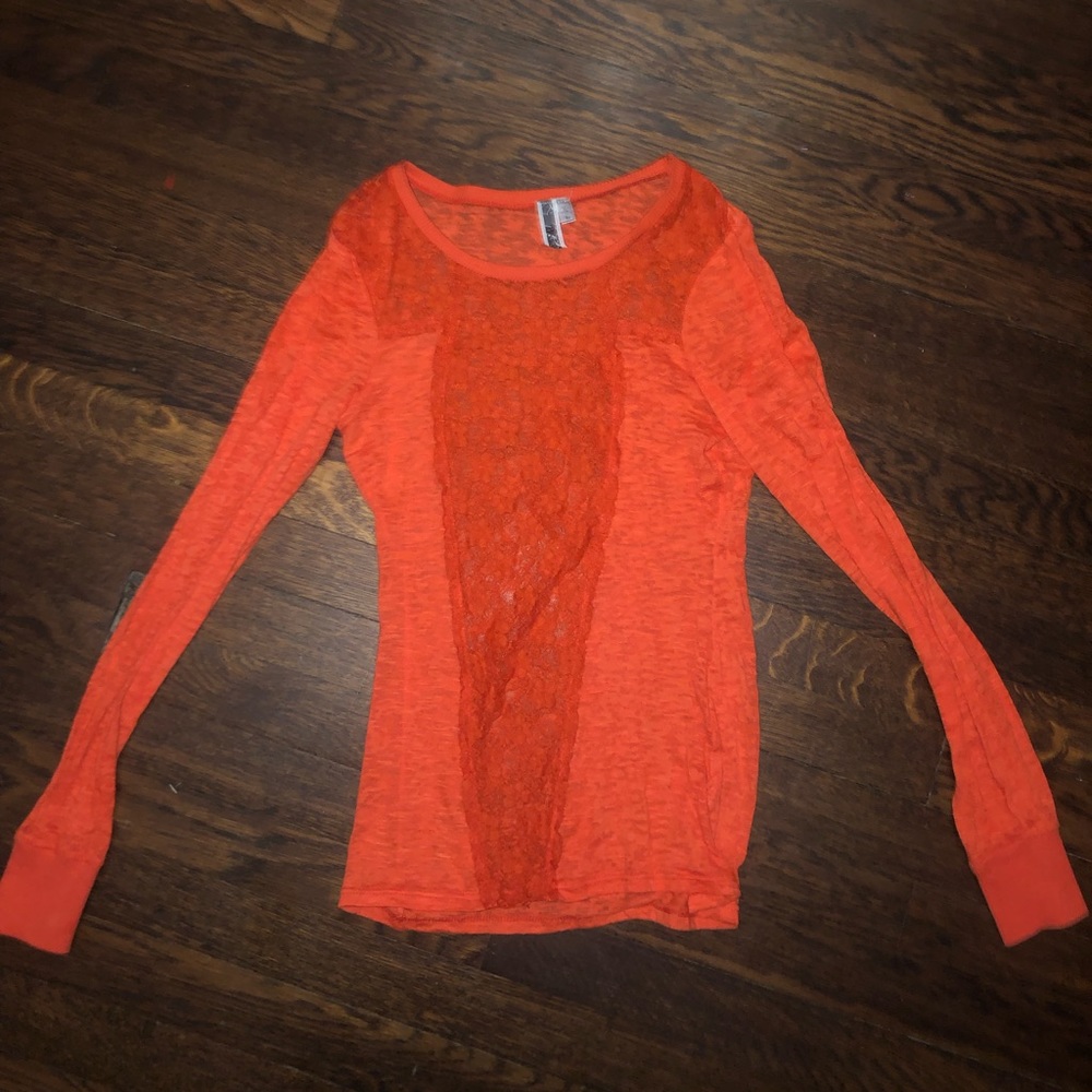 BKE Burnout Orange Long Sleeve Shirt
